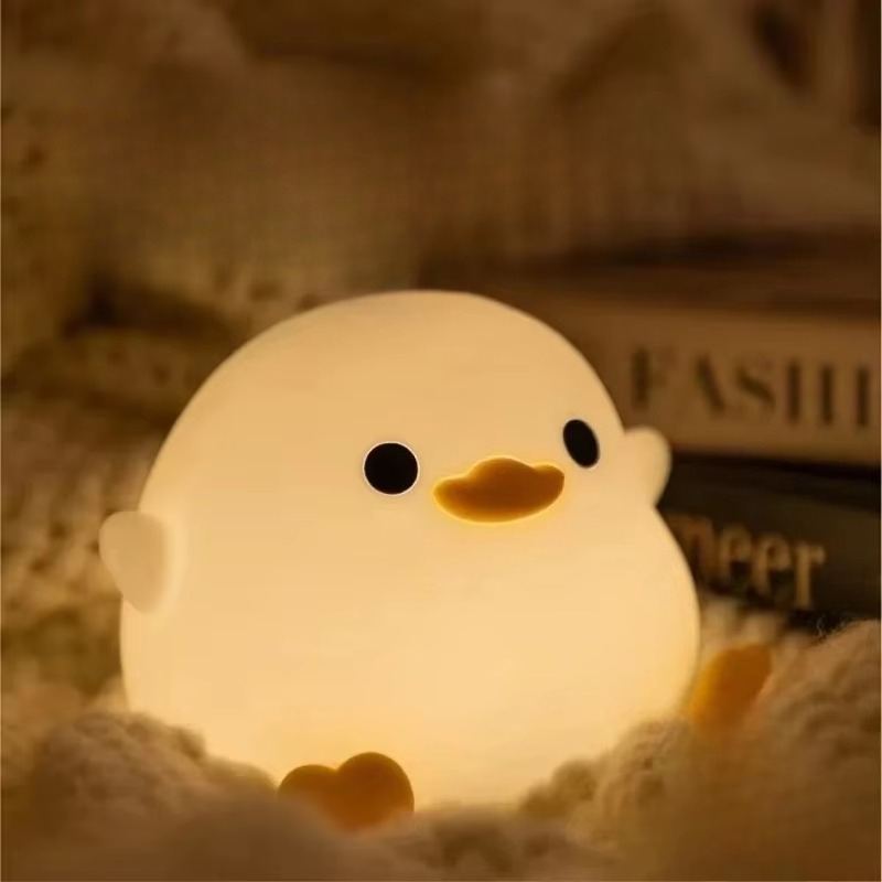 Smart Baby Night Light - かわいいアヒルの漫画の動物シリコンランプ LED ナイトライト子供用キッズタッチセンサータイミング USB 充電式誕生日ギフト用