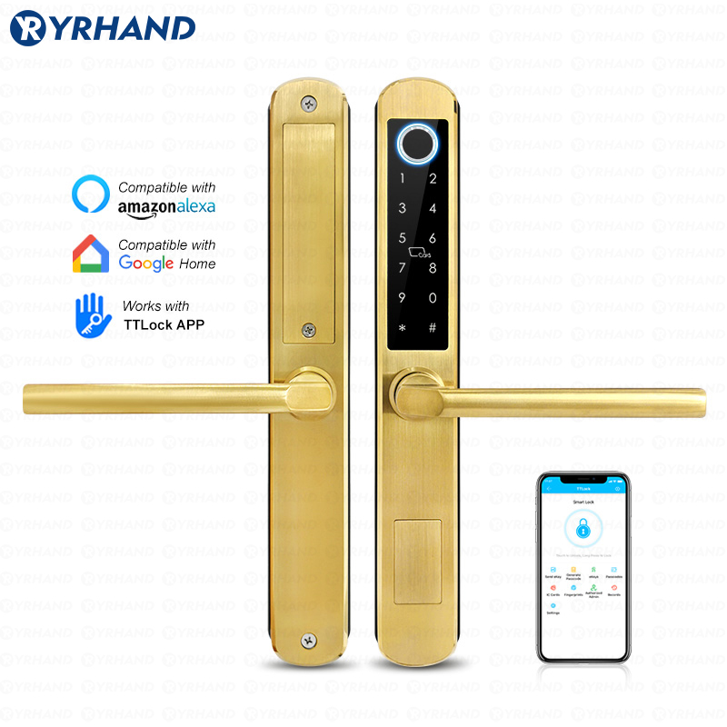 Smart Home Keyestudio - IP66 ゴールドステンレス鋼スライドガラススマートロック Ttlock アプリ Google ホーム