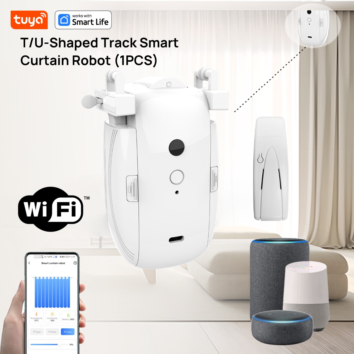 Smart Home Setup - Tuya スマート WiFi カーテンロボット (ハブ付き 1
