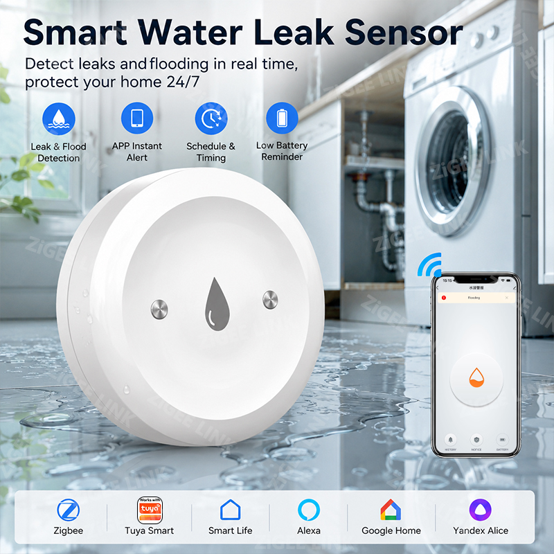 Smart Home Ikea - Zigbee3.0 水漏れ洪水センサー スマート浸水警報器 APP リモートモニターリマインダー 水漏れ防止装置