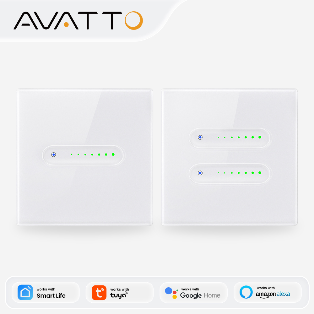 Smart Home Tuya - AVATTO WiFi 1/2 ギャングスマート調光スイッチ、EU 調光ライトスイッチタッチガラスパネル制御 Tuya