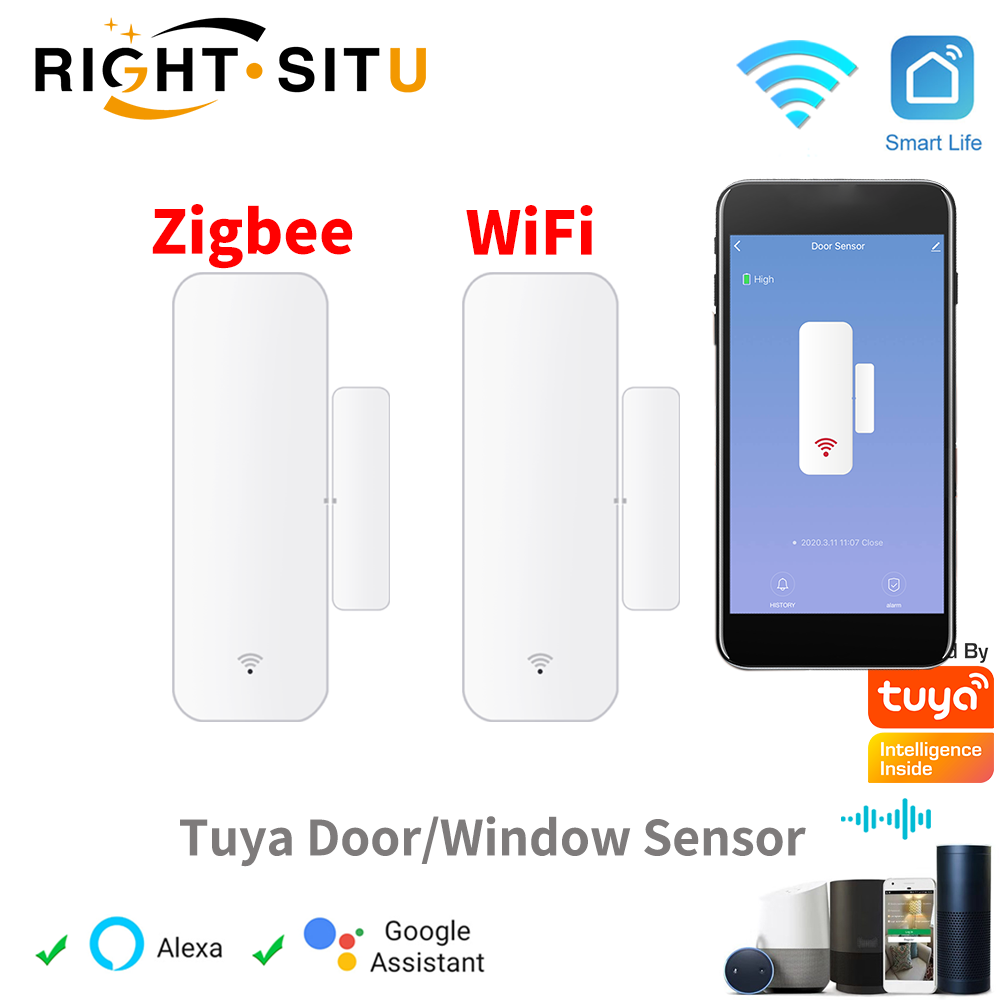 Smart Home Tuya - Tuya WiFi Zigbee ドア窓センサー接触センサースマートホームアプリリモコン用スマートライフ Yandex Alexa