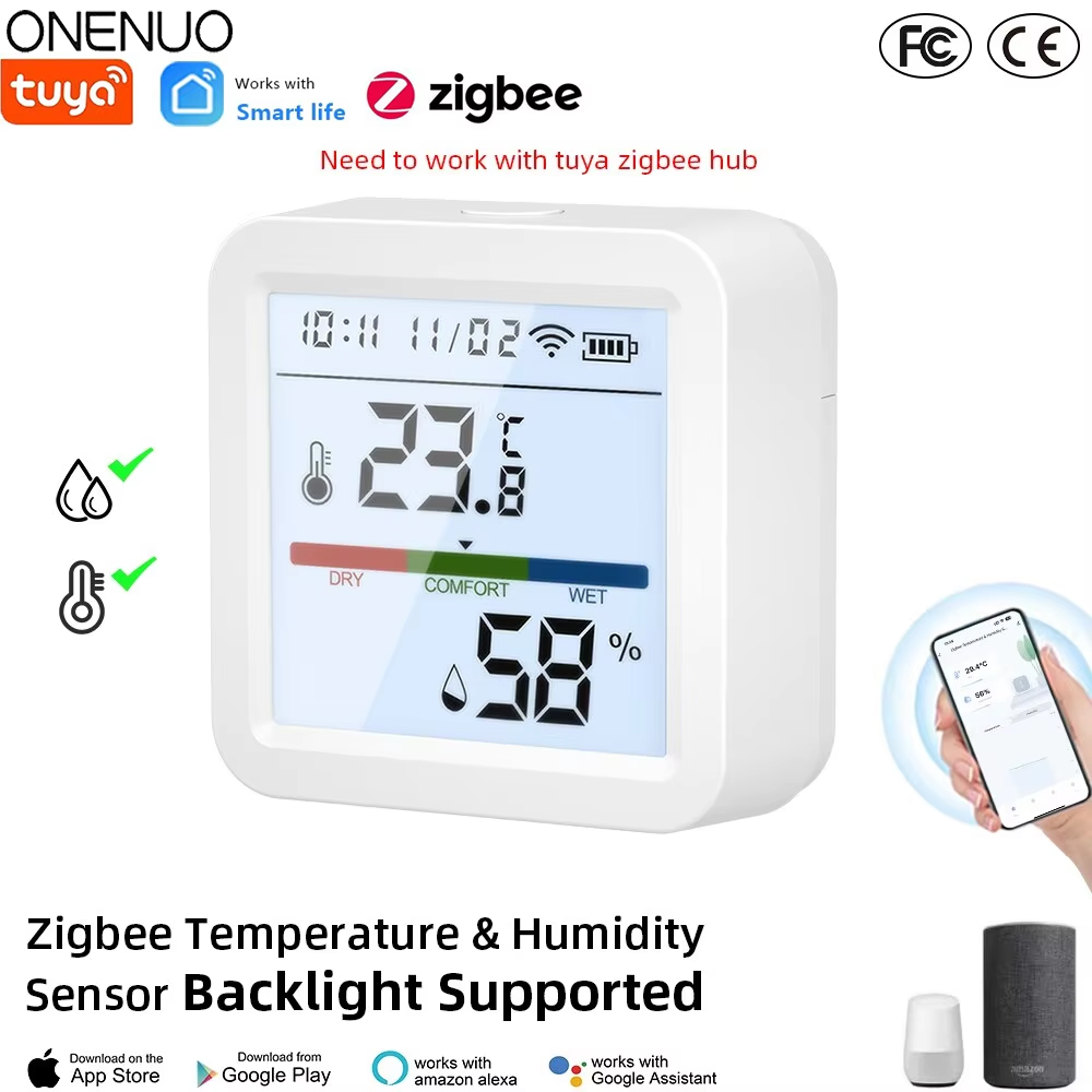 Smart Home Living - Tuya zigbeeスマートホーム温度湿度センサーバックライト付き液晶機能Googleアシスタントと必要なtuya zigbeeハブ