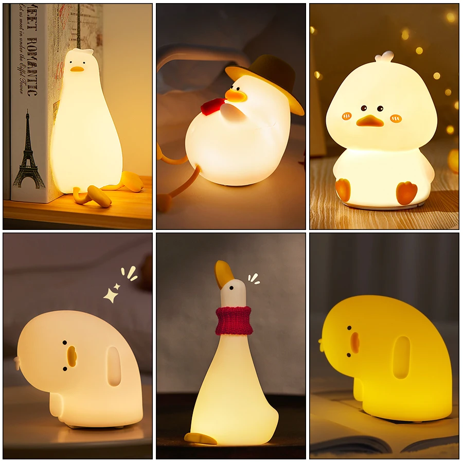 Smart Baby Night Light - 充電式 LED ナイトライトかわいいアヒルシリコーンパッティングランプ保育園子供常夜灯ホームベッドサイドルームの装飾誕生日ギフト