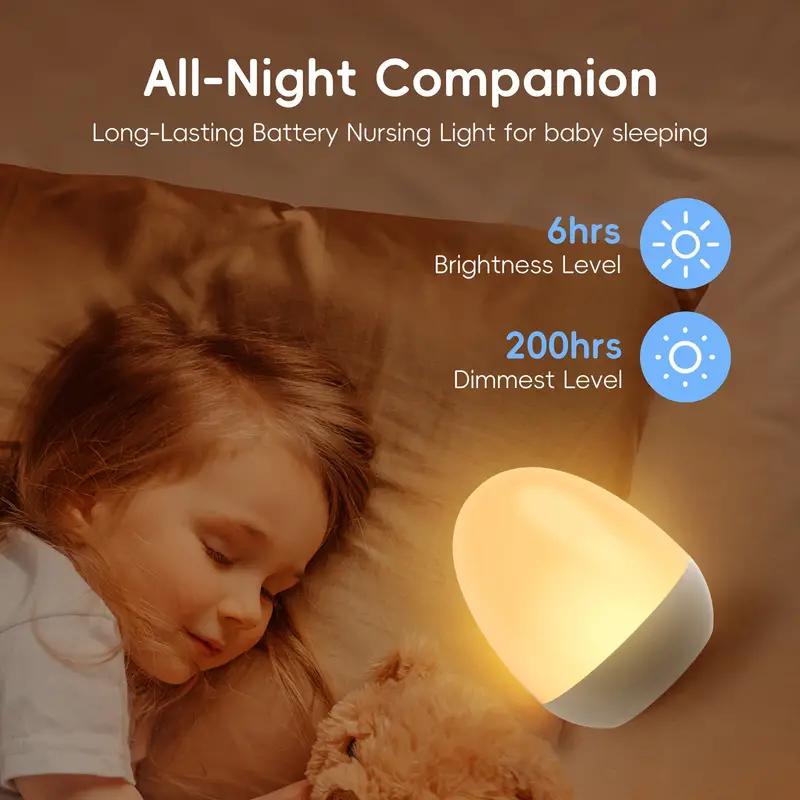 Smart Baby Night Light - 充電式のポータブルエッグナイトライト,ベビーケア用のタッチランプ,幼児用の給餌タイマー付きランプ,部屋の温度,子供用