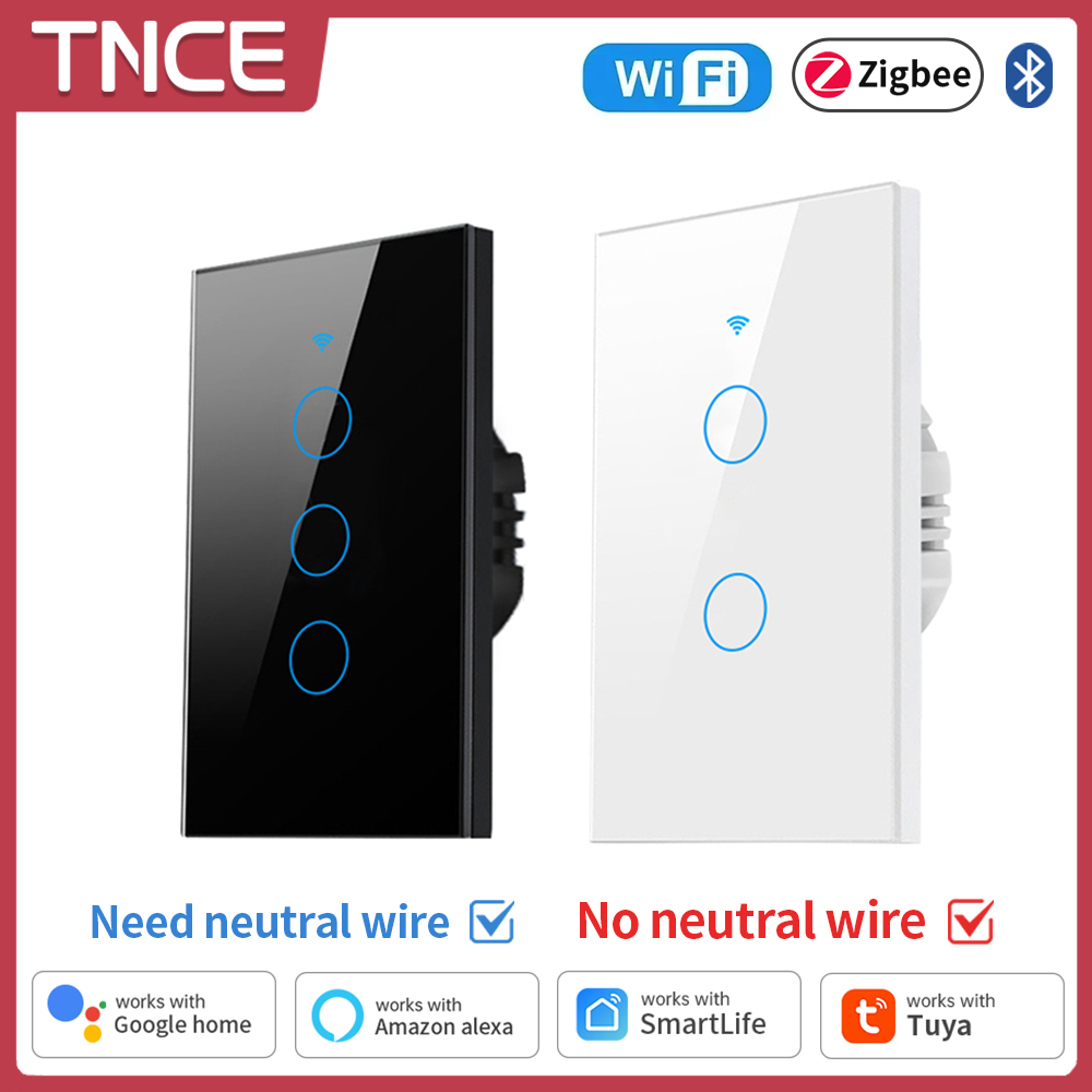 Smart Home Tuya - Tnce-WiFi, Zigbee,インテリジェントタッチウォールスイッチ,中性線は不要,Alexa,GoogleHomeと互換性があります