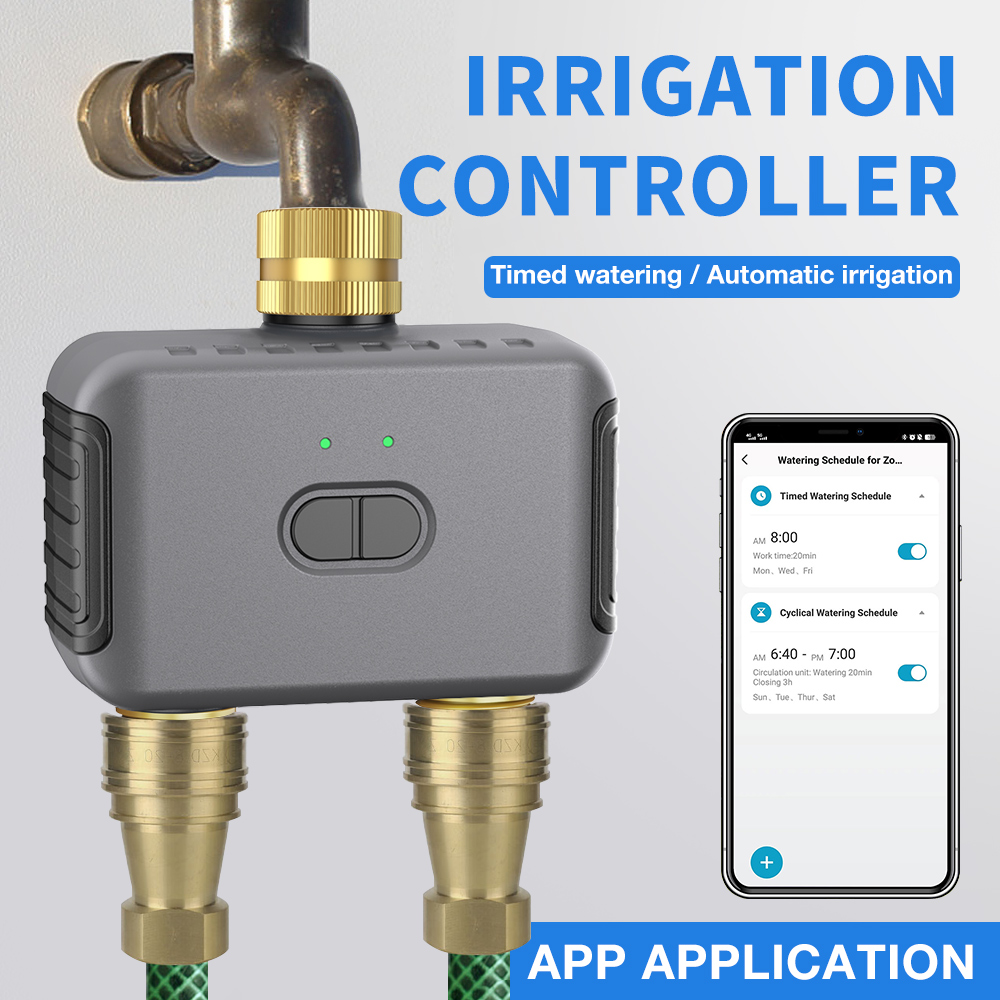 Smart Home Tuya - Tuya 2 ゾーン散水タイマー庭自動灌漑コントローラー散水システム点滴スプリンクラースマートライフ Alexa Google ホーム