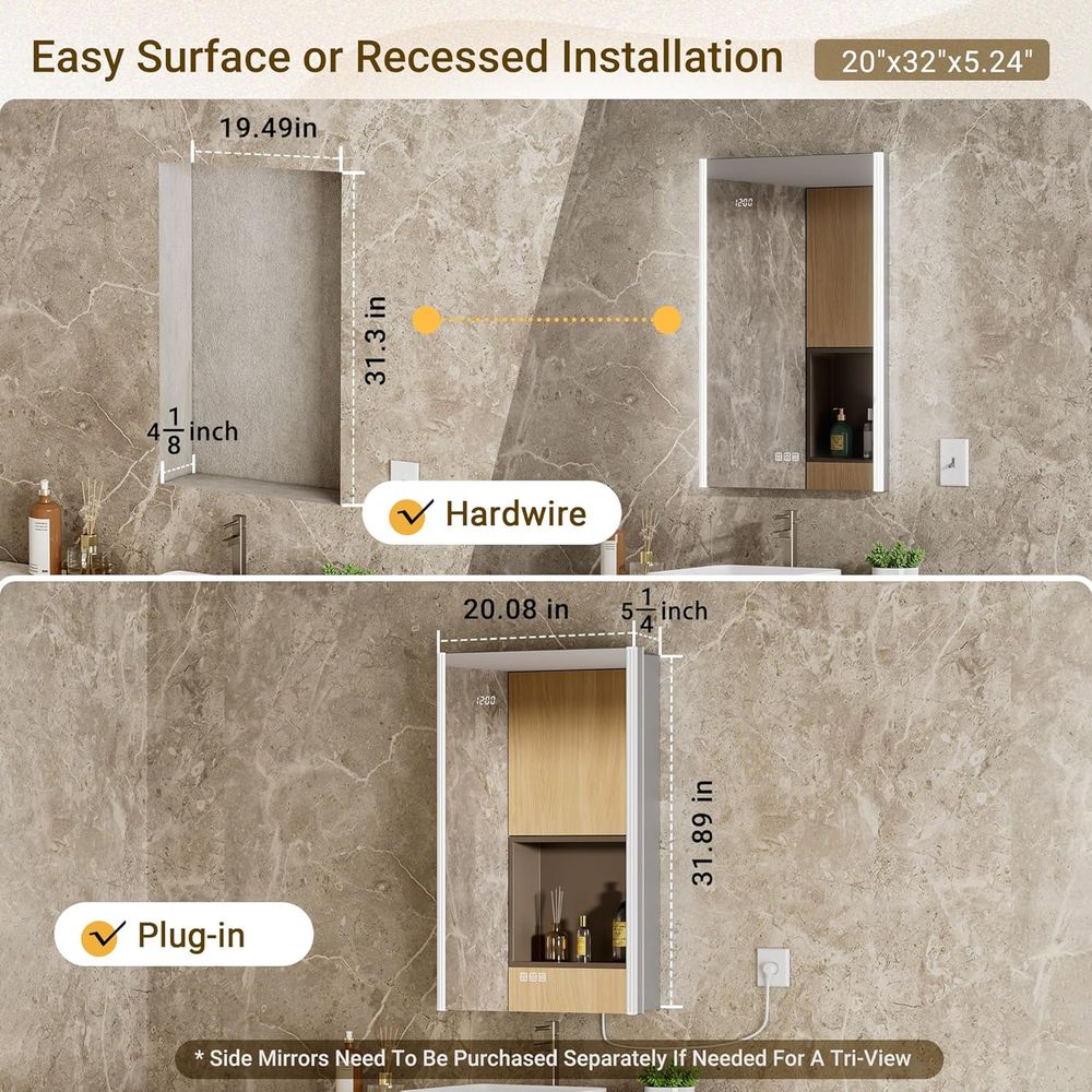 20x32 ライト付き薬棚ミラー（ライト＆スマートナイトラン - Smart Home Living のレビューと価格