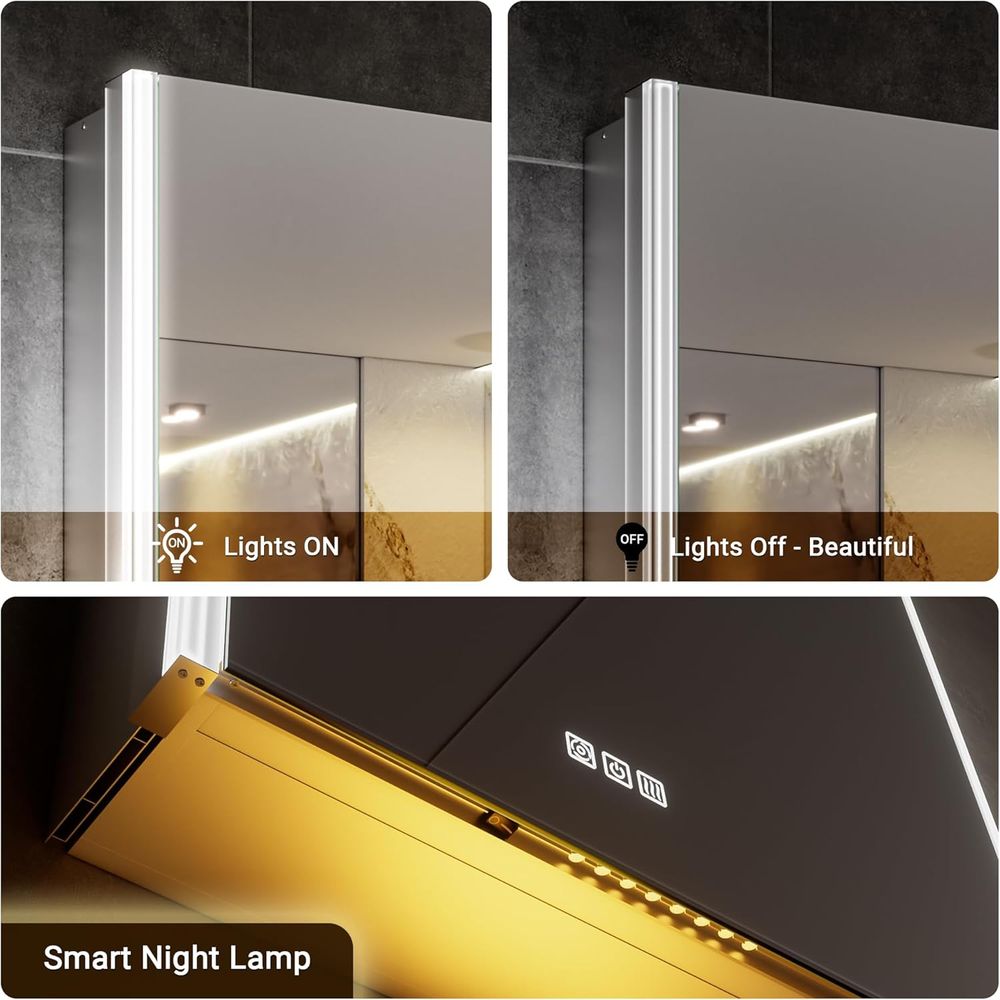 20x32 ライト付き薬棚ミラー（ライト＆スマートナイトラン - Smart Home Living のレビューと価格
