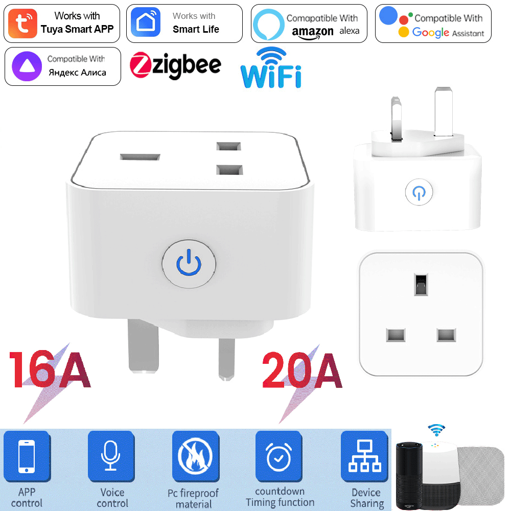 Tuya スマートソケット 16A/20A WiFi または - Smart Home Setup のレビューと価格
