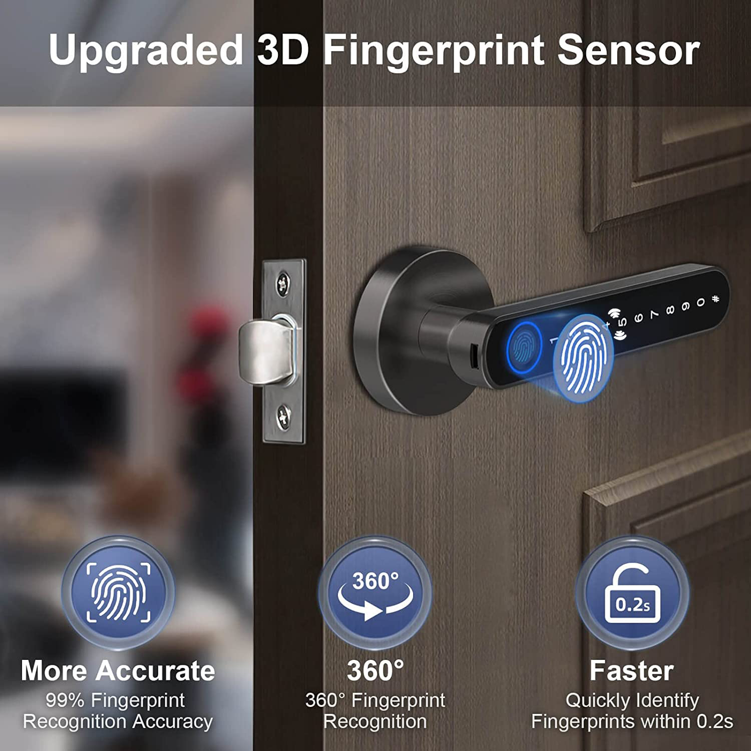 スマート指紋ドアロックハンドル,キーカード付き家のアパート, - Smart Home Keyestudio のレビューと価格