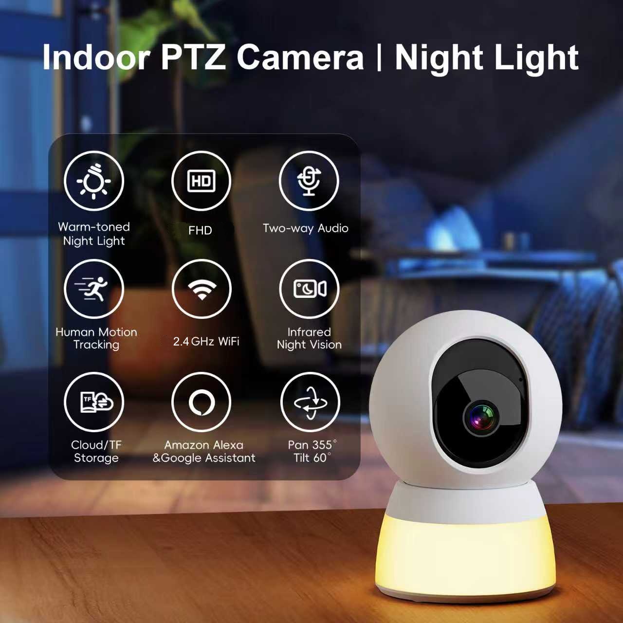 スマートベビーモニター ナイトライト付き、1080P WiF - Smart Baby Night Light のレビューと価格