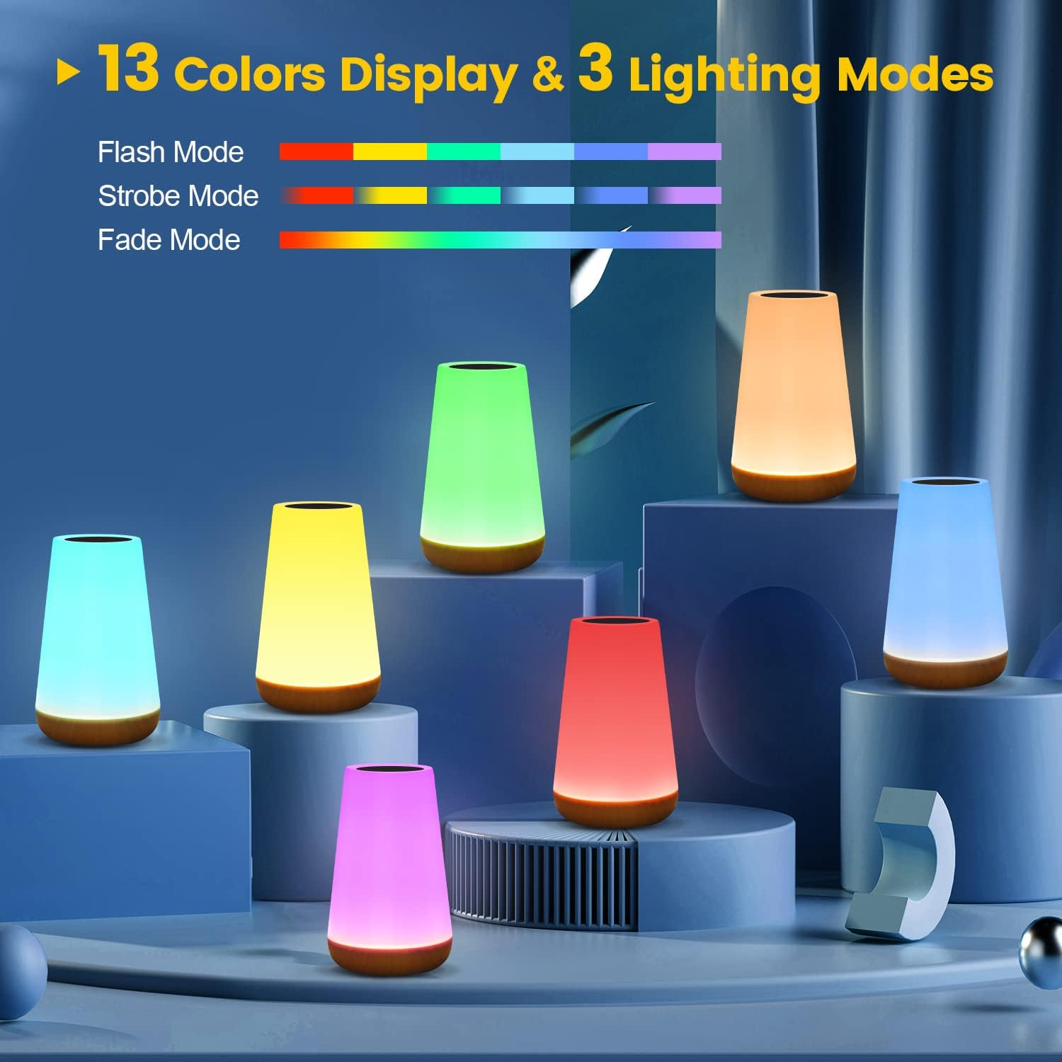 ポータブルベッドサイドランプ,13色の変更,RGBリモコン, - Smart Baby Night Light のレビューと価格