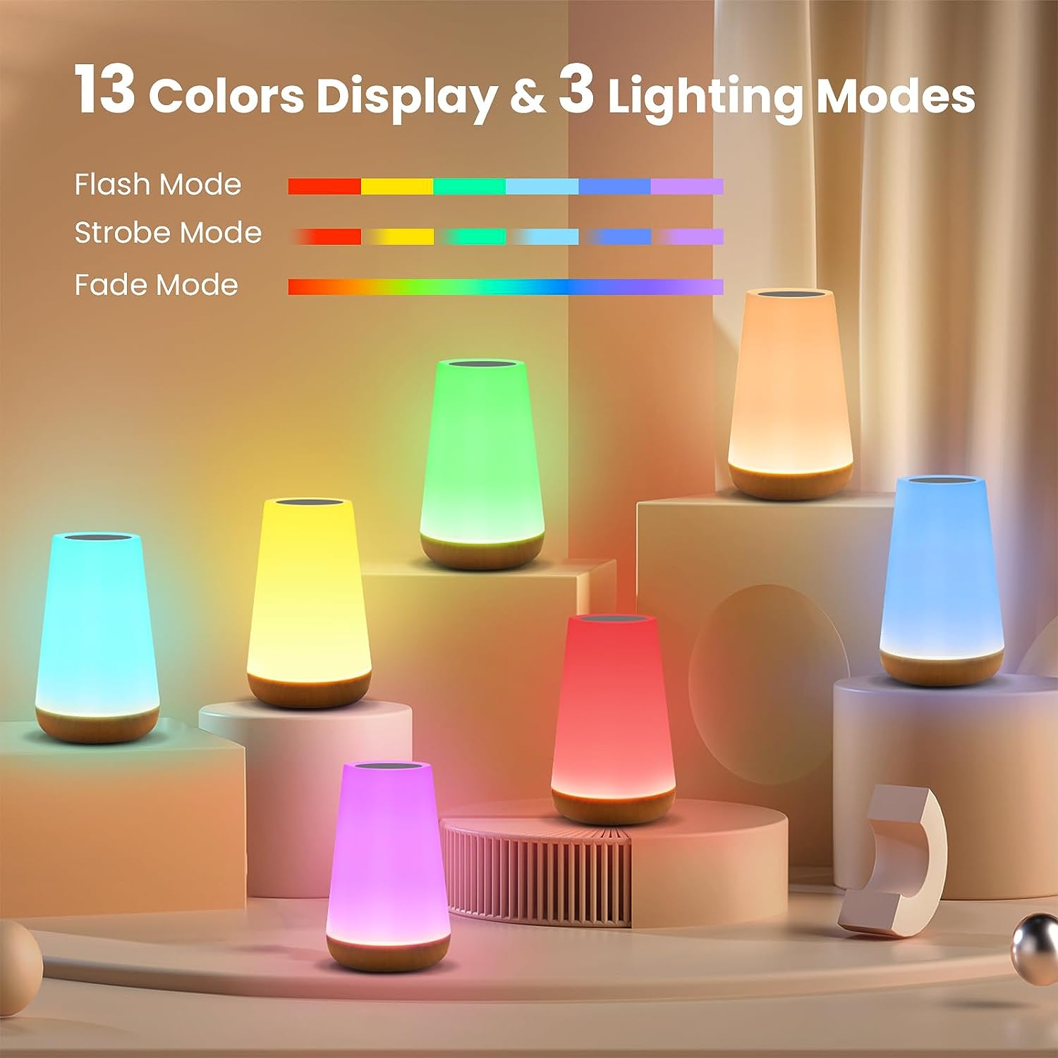ポータブルベッドサイドランプ,13色の変更,RGBリモコン, - Smart Baby Night Light のレビューと価格