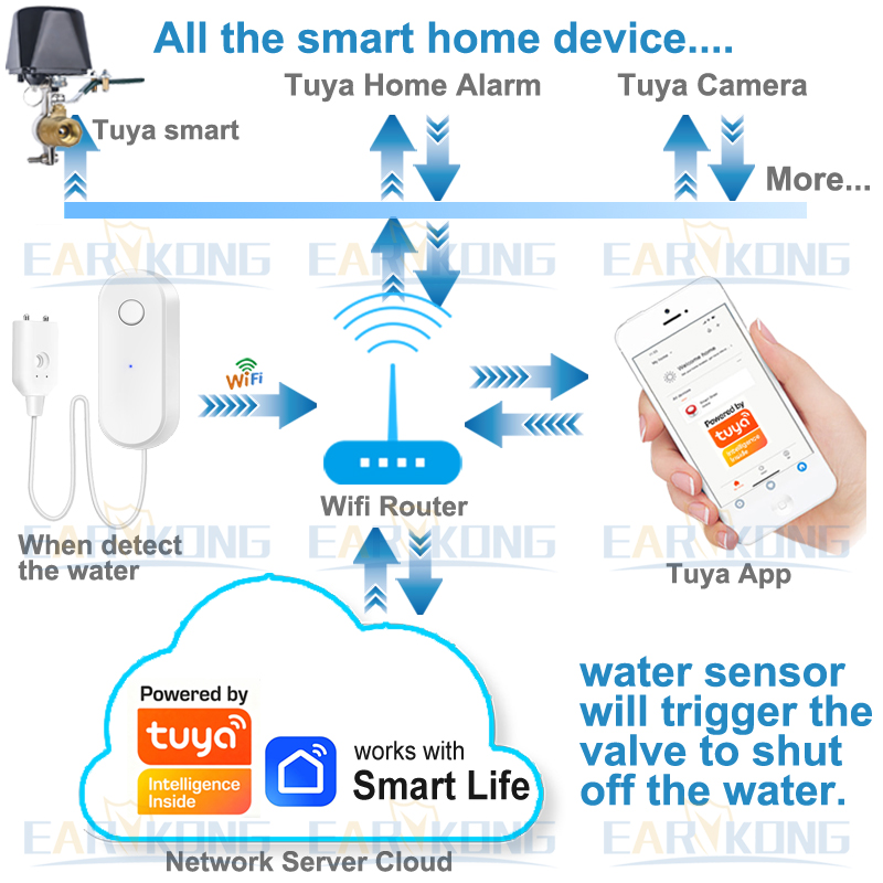 Tuya WiFi スマート水漏れセンサー液体漏れ警報オーバ - Smart Home Ikea のレビューと価格