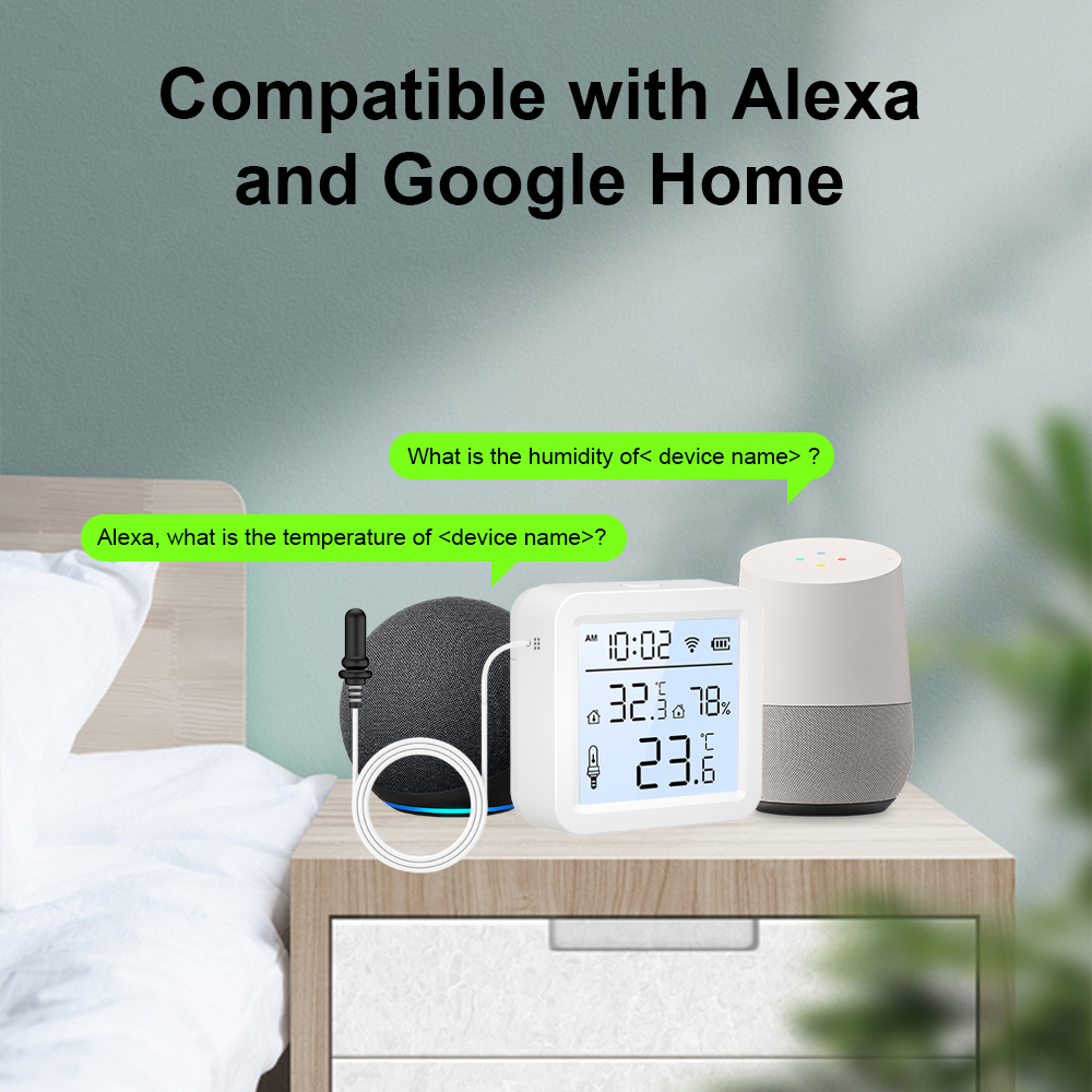 外部プローブ付きWiFi湿度温度センサー、屋内/屋外用Tuy - Smart Home Tuya のレビューと価格
